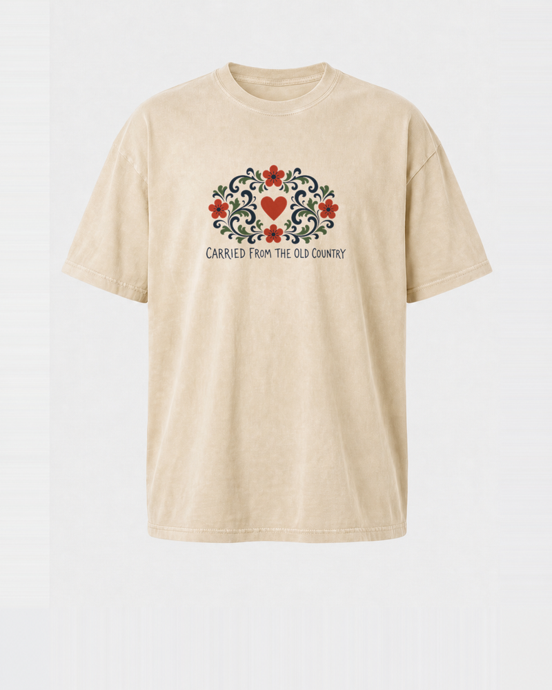 Rosemaling Heart washed tee