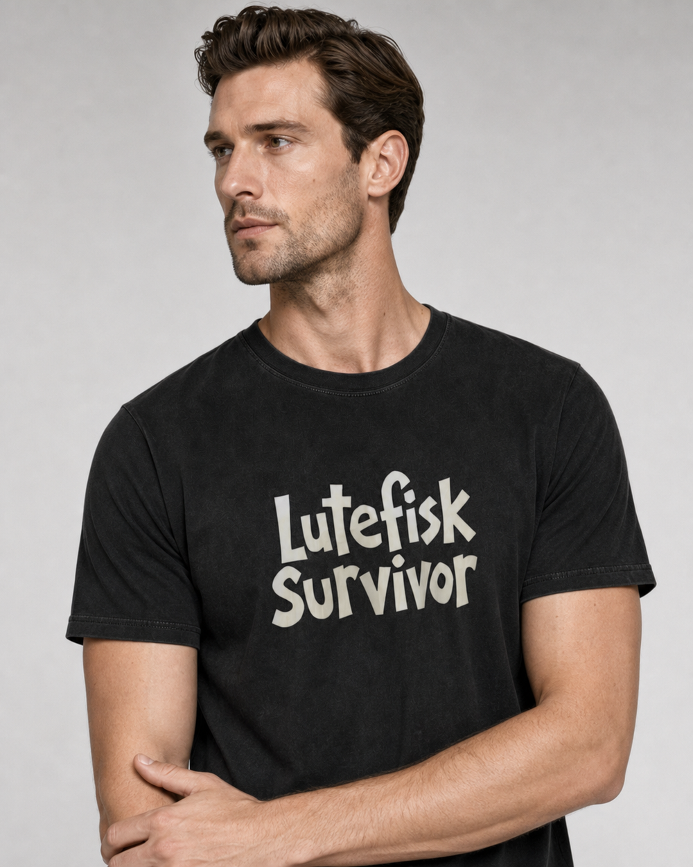 Lutefisk Survivor · Hand-Lettered washed tee