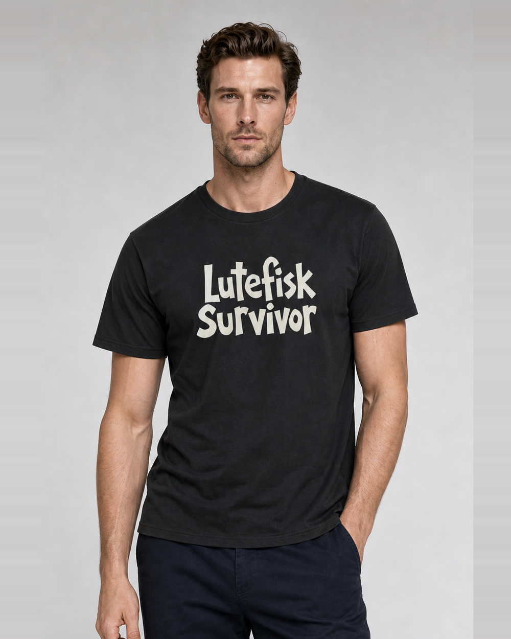Lutefisk Survivor · Hand-Lettered tee