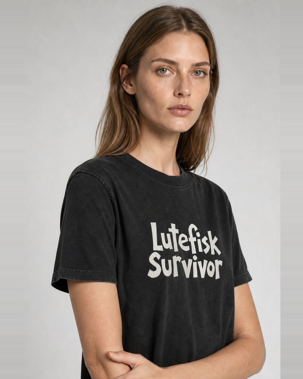 Lutefisk Survivor · Hand-Lettered washed tee