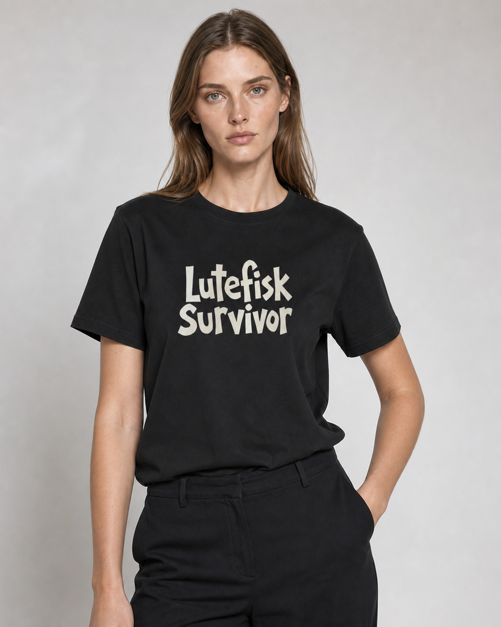 Lutefisk Survivor · Hand-Lettered tee