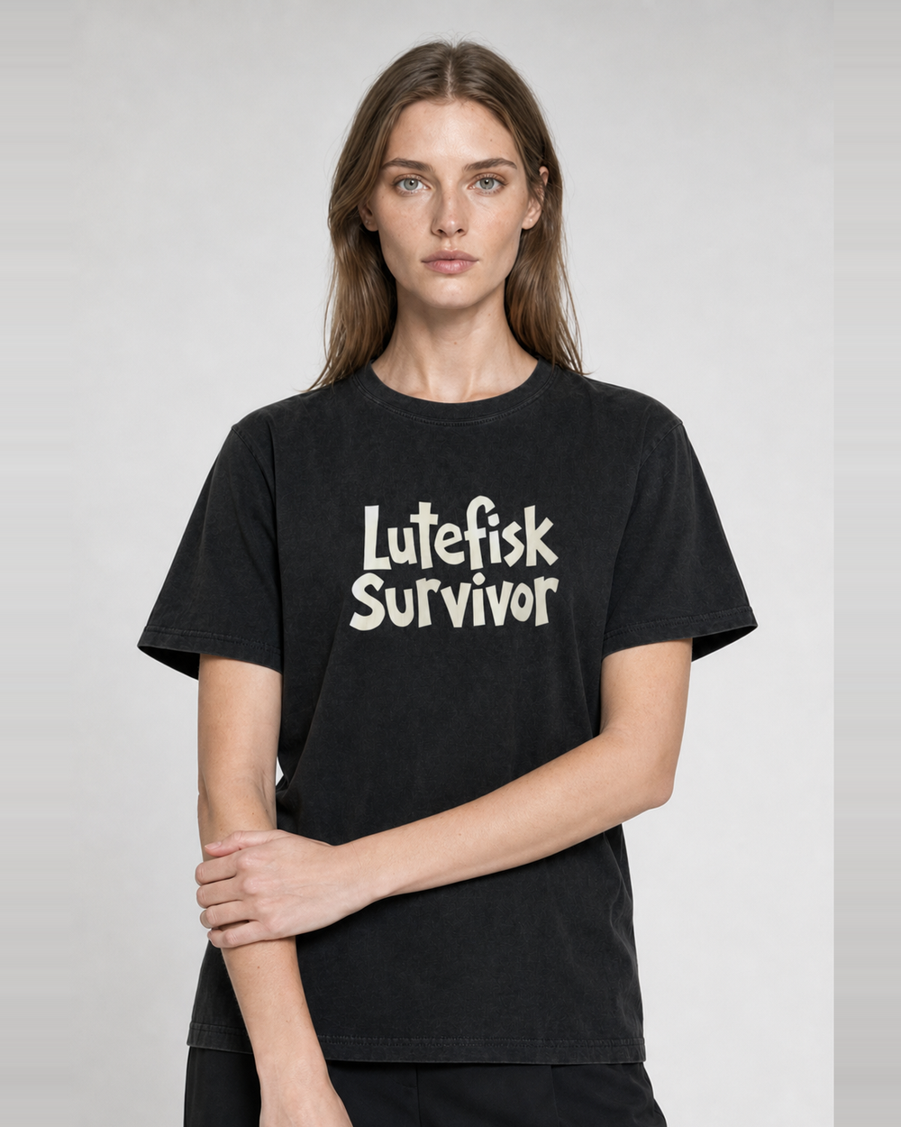 Lutefisk Survivor · Hand-Lettered washed tee