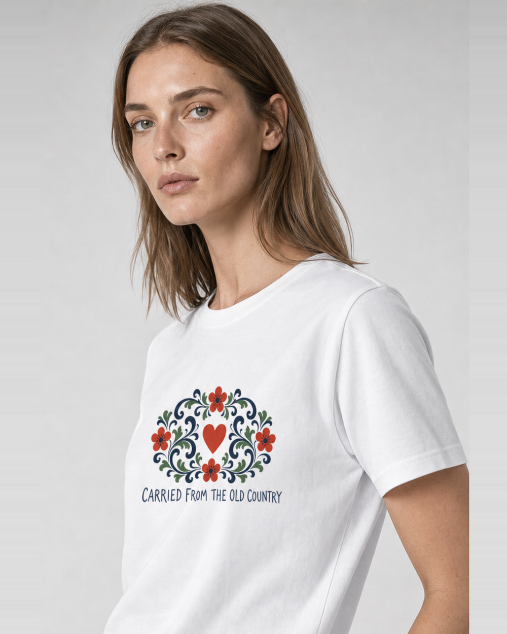 Rosemaling Heart tee