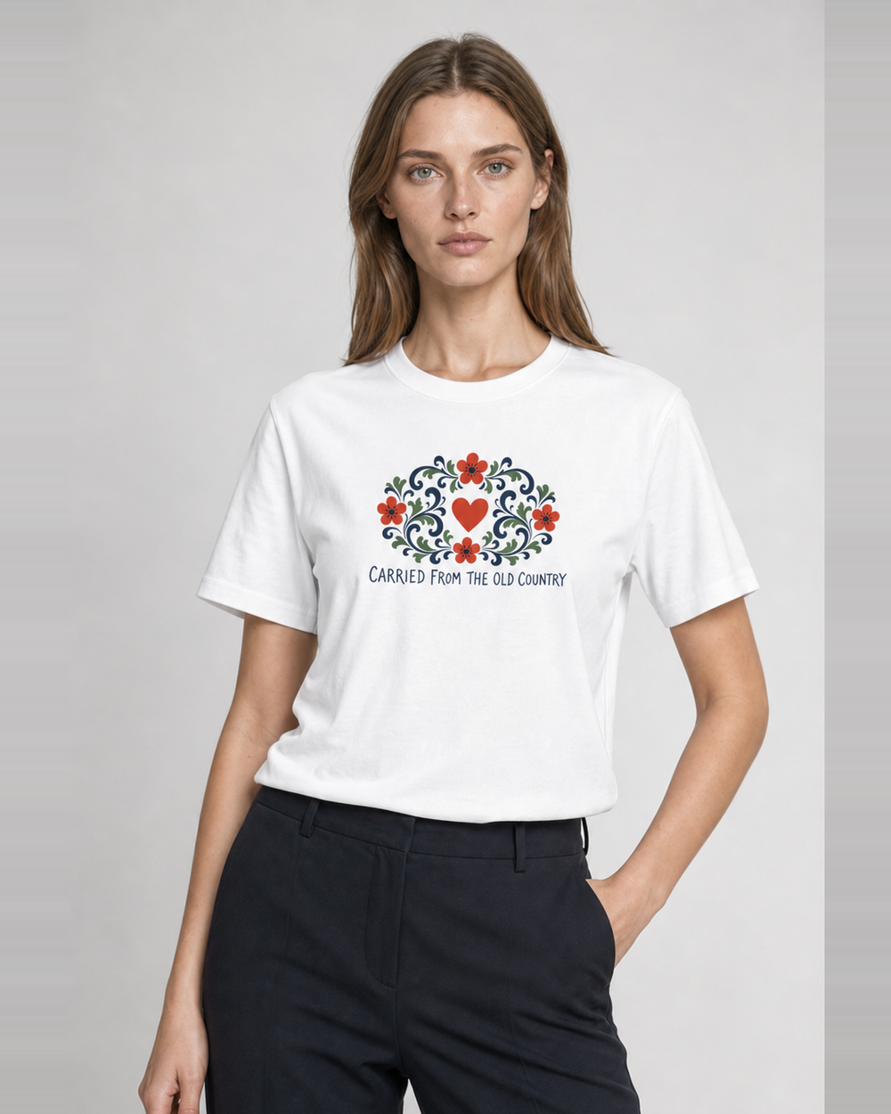 Rosemaling Heart tee