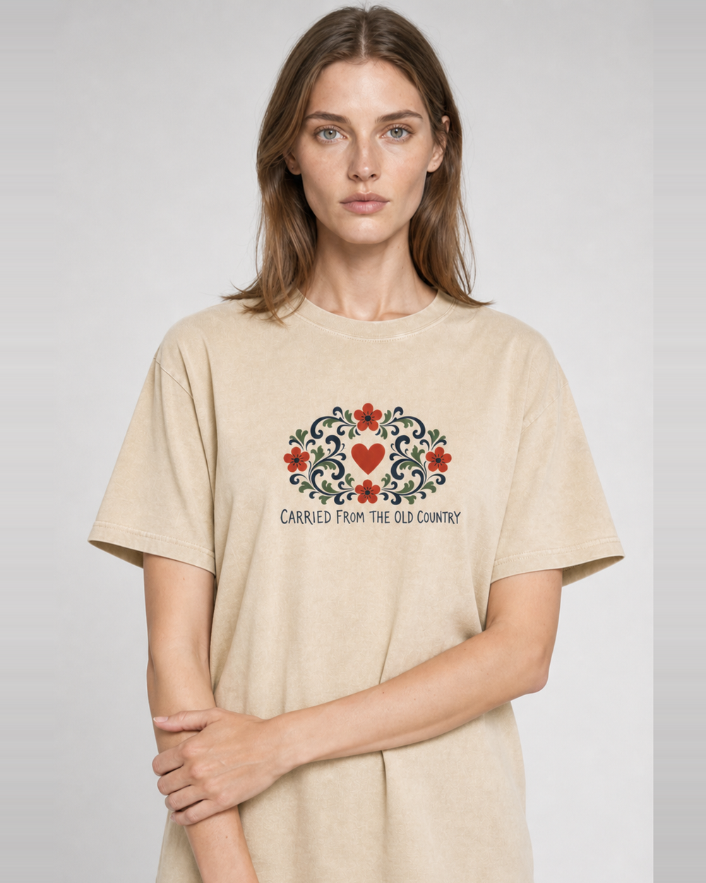 Rosemaling Heart washed tee