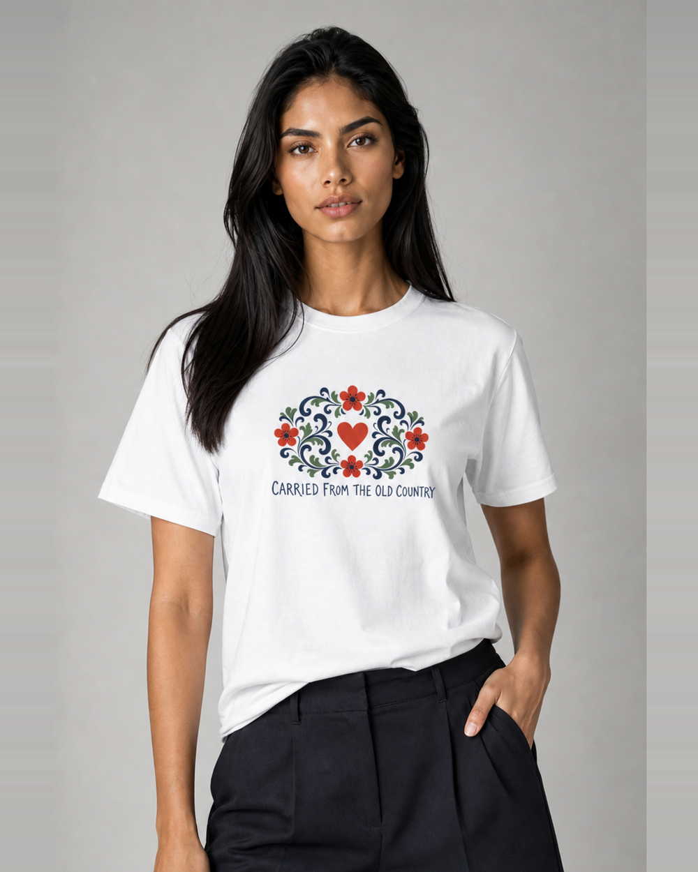 Rosemaling Heart tee