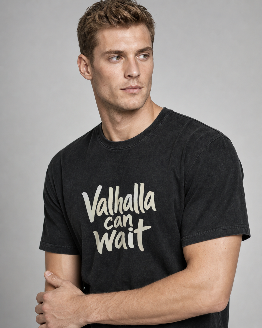 Valhalla Can Wait · Hand-Lettered washed tee