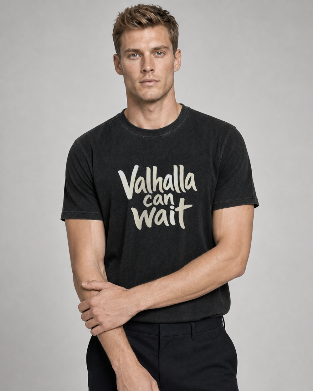 Valhalla Can Wait · Hand-Lettered washed tee