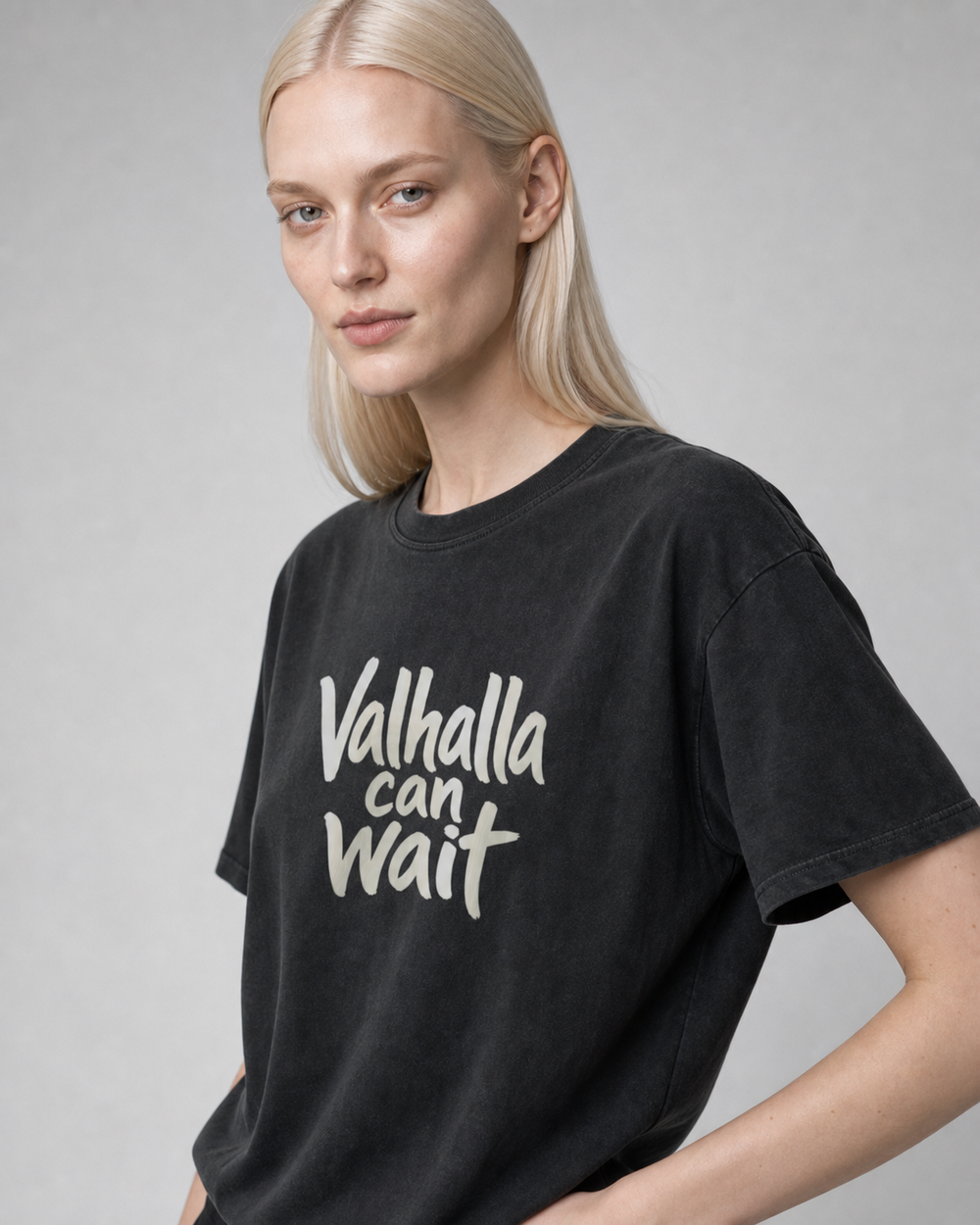 Valhalla Can Wait · Hand-Lettered washed tee