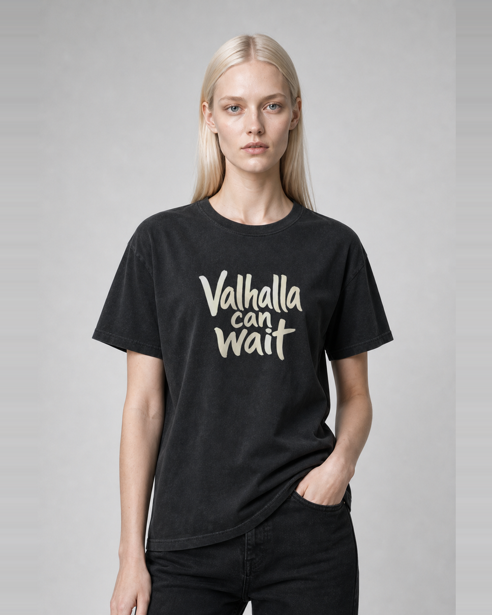 Valhalla Can Wait · Hand-Lettered washed tee
