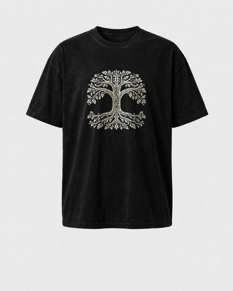 Nine Worlds, One Tree washed tee