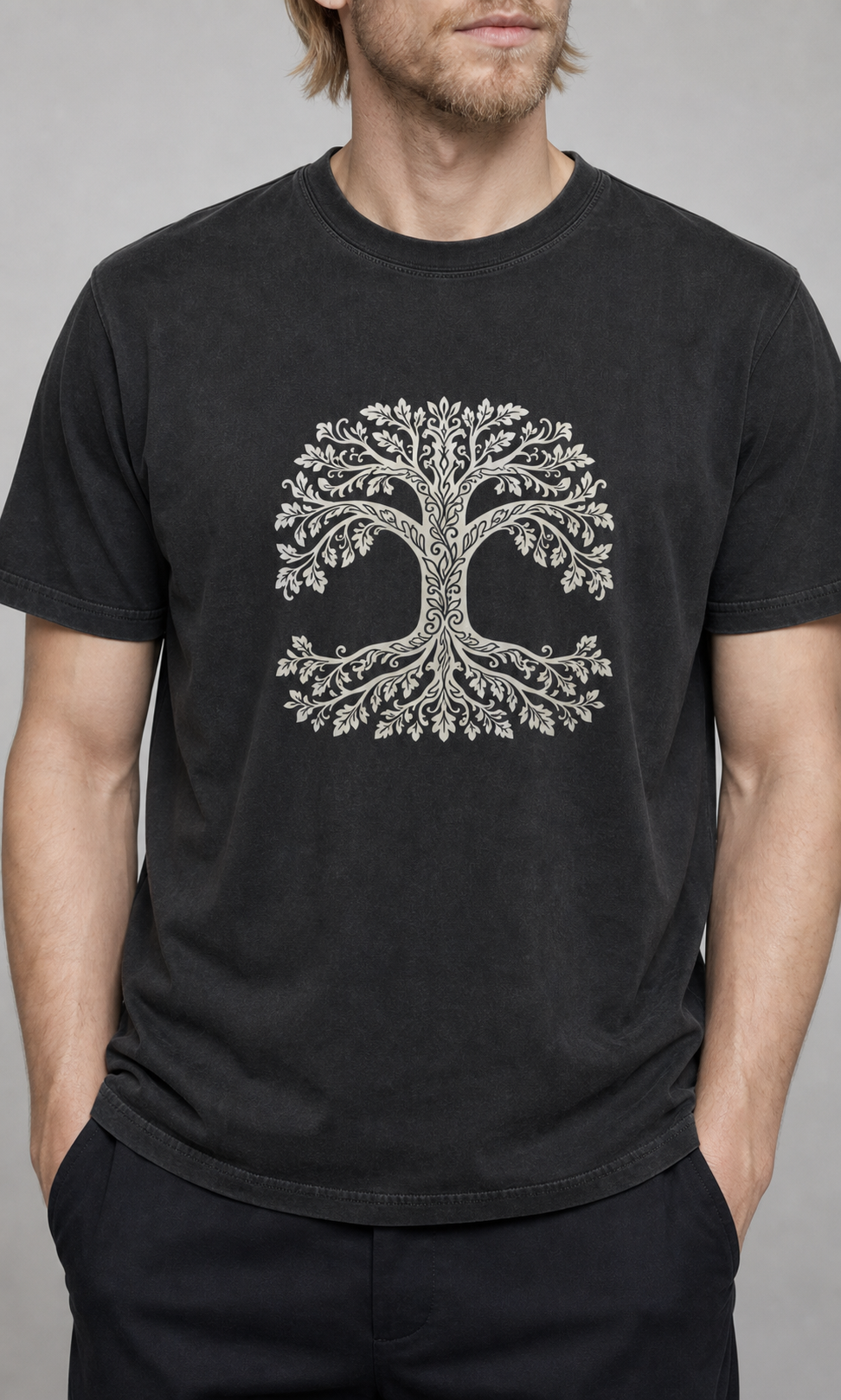 Nine Worlds, One Tree washed tee
